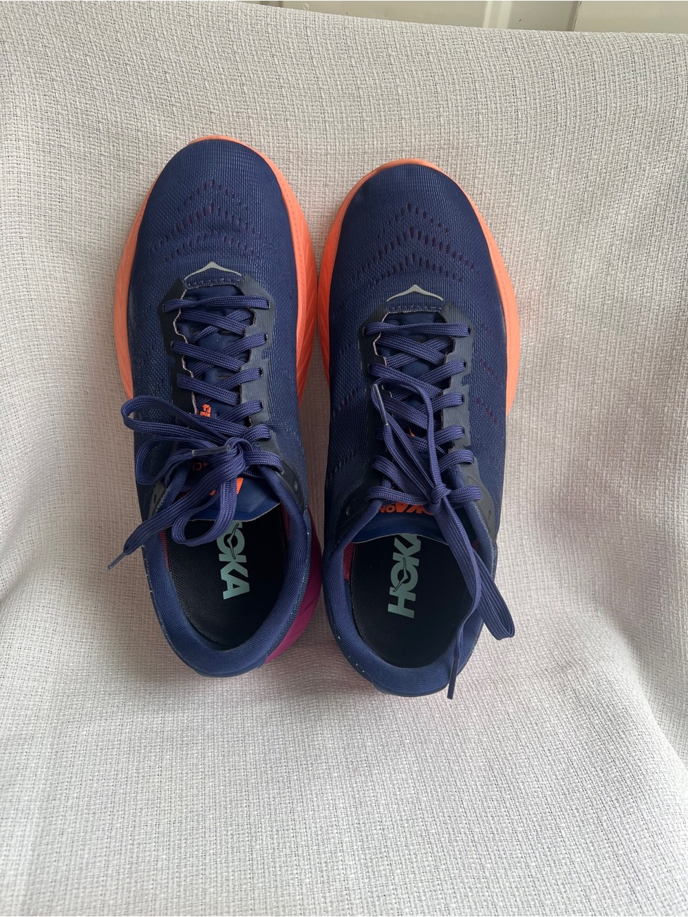 Hoka Women's Navy with Coral and Pink Athletic Running Shoe - Picture 10 of 16